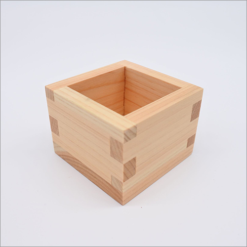 Natural Wooden Handmade Sake Cup Drinkware Made in Japan Square B