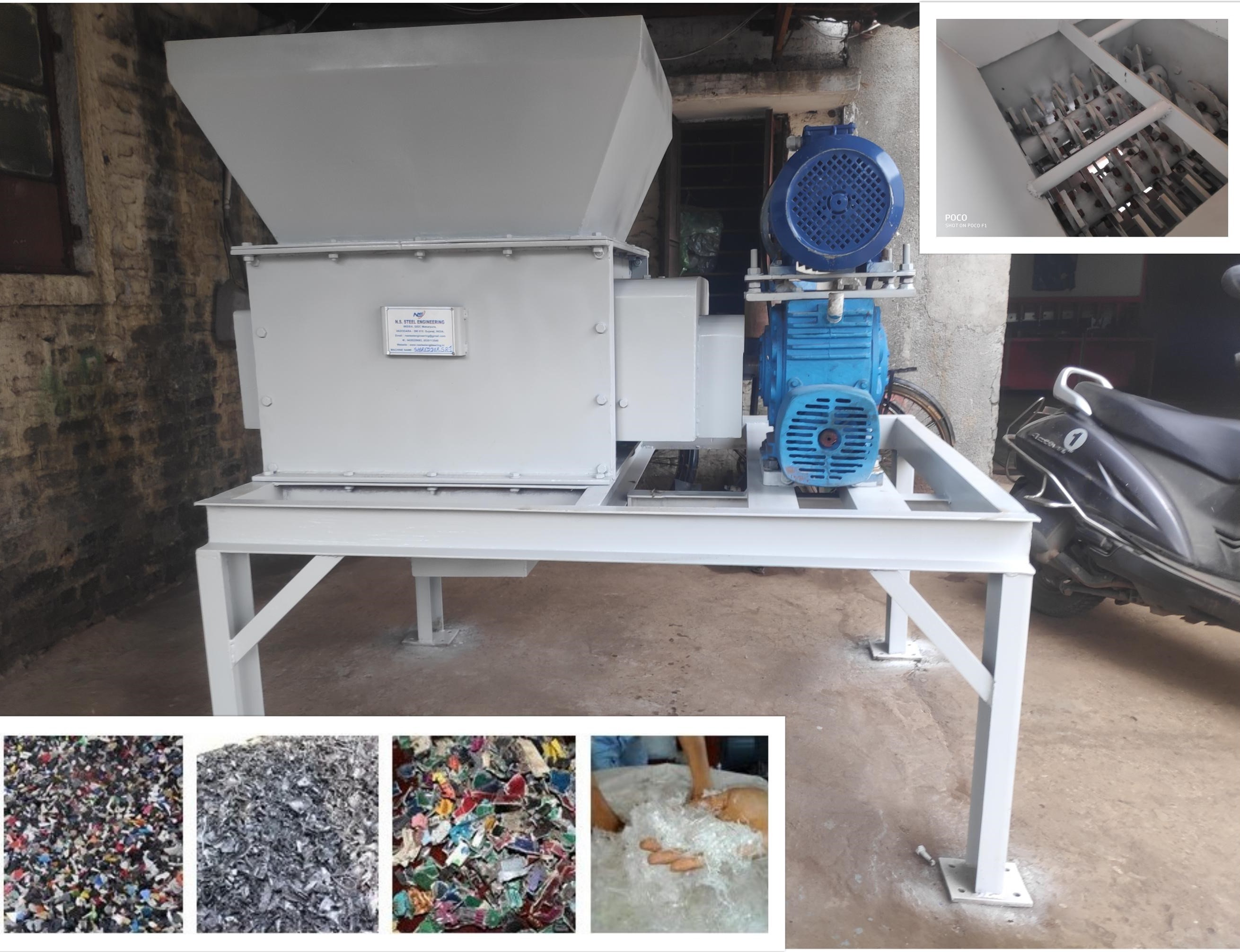 Industrial Shredder Machine - Mild Steel, Standard Size | Double Shaft Shredding System, High Carbon Steel Blades, Low Noise Operation