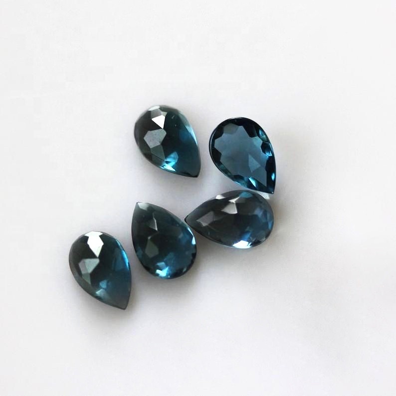 London Blue Topaz Gemstone - 8x12mm Rose Cut Pear, Natural Aaa Quality, Excellent Craftsmanship