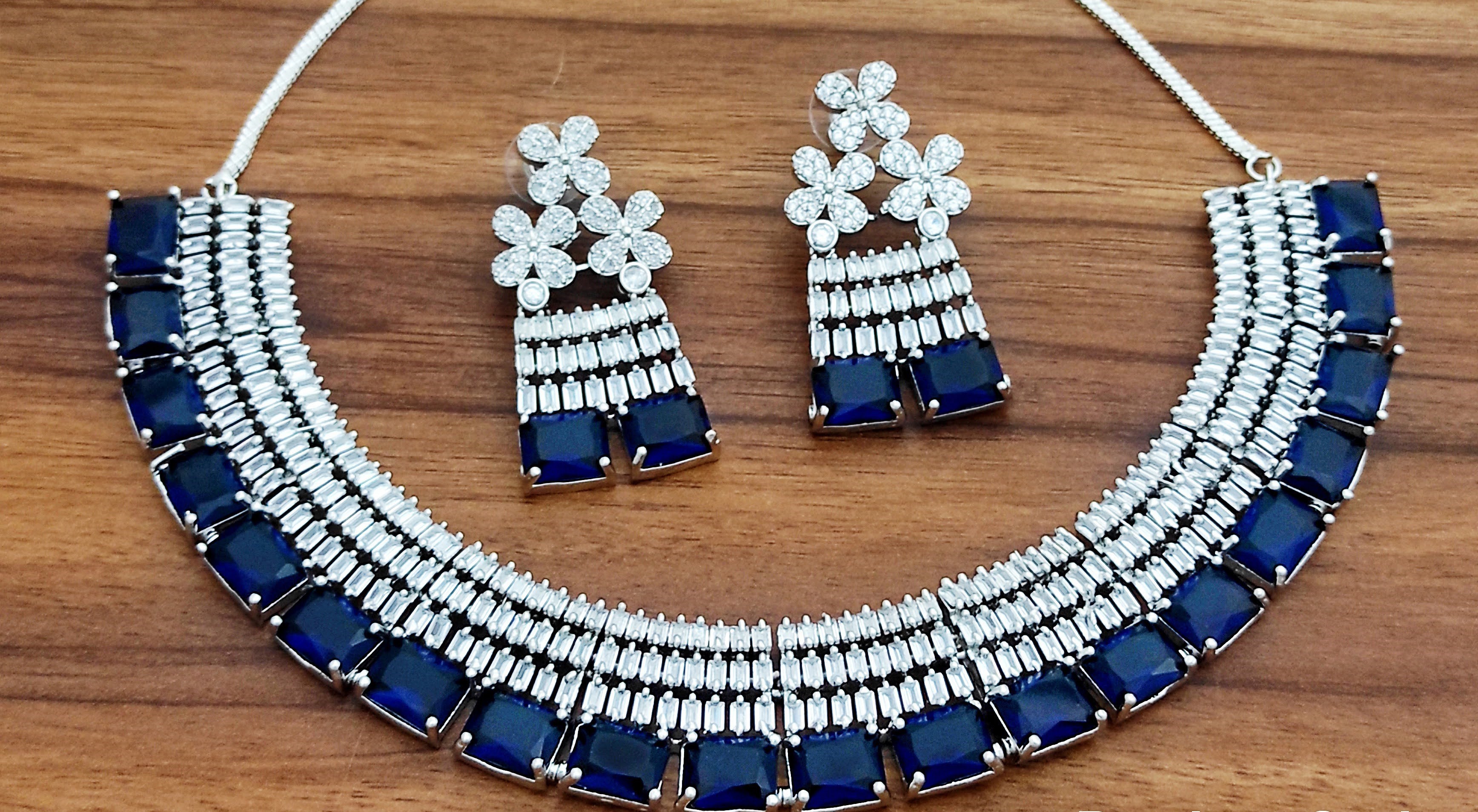 Shimmering Elegant Jewellery Sets - Alloy With Adjustable Sizing, Features American Diamond Accents And Variable Plating