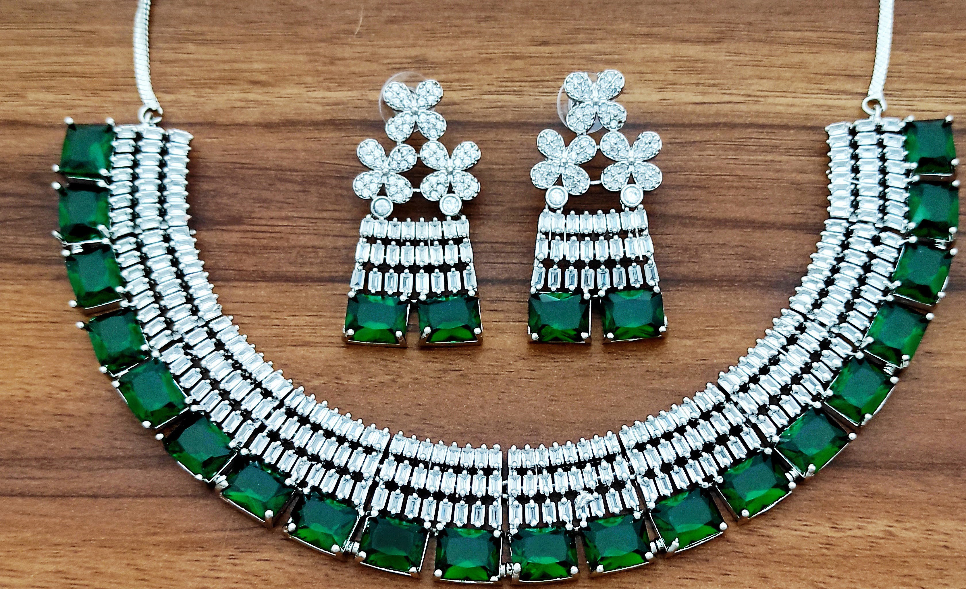 Shimmering Elegant Jewellery Sets - Alloy With Adjustable Sizing, Features American Diamond Accents And Variable Plating