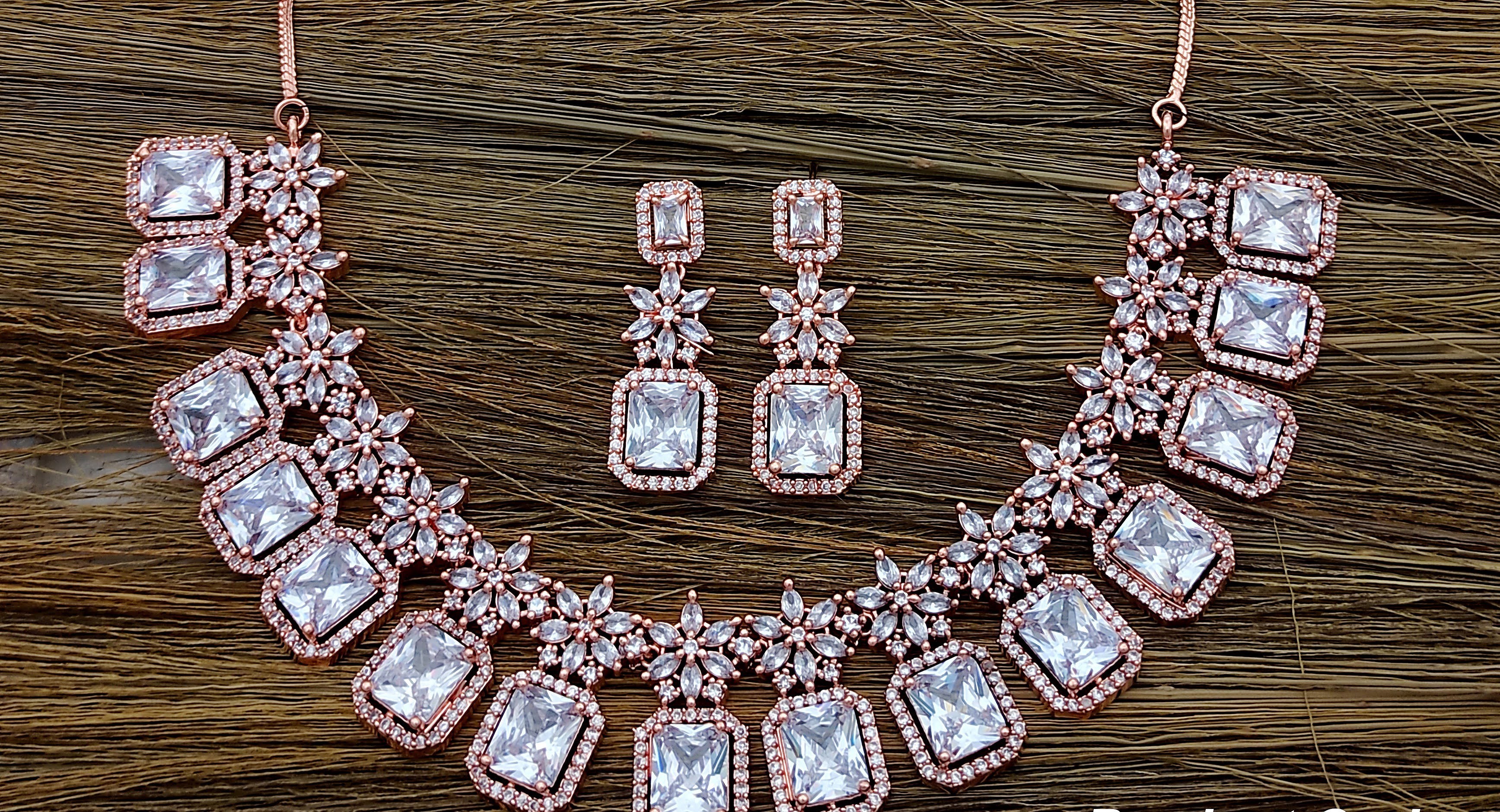 Shimmering Elegant Jewellery Sets - Alloy With Adjustable Sizing, Features American Diamond Accents And Variable Plating