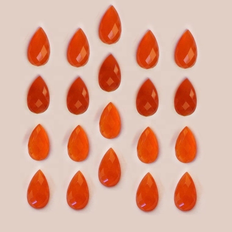 5x8mm Carnelian Rose Cut Pear Loose Gemstones Grade: Aaa
