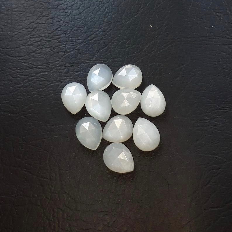 3x5mm White Moonstone Rose Cut Pear Loose Gemstones Grade: Aaa