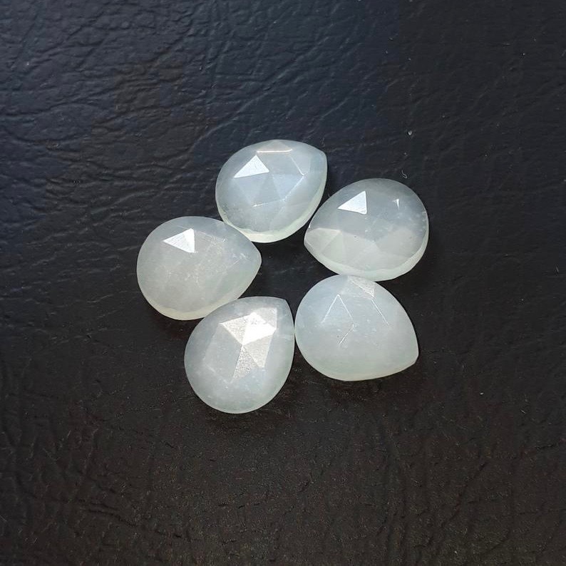 White Moonstone - 6x9mm Rose Cut Pear Loose Gemstones | Aaa Quality, Natural, Excellent Cut, White Color
