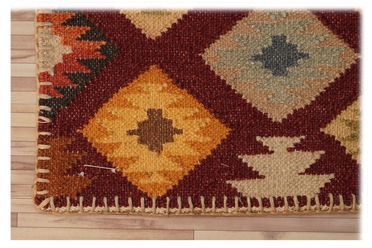 Hand Woven Woolen Kilim - Wool, Rectangle Shape, 6-7mm Thickness | Features: Anti-slip, Hand Washable, Suitable For Bedroom, Home, And Commercial Use