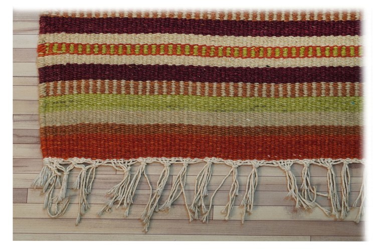 Hand Woven Woolen Kilim - Wool 6-7mm Thick Rectangle Shape | Features Anti-slip Back Material Simple Design Hand Washable Ideal For Home & Hotel Use