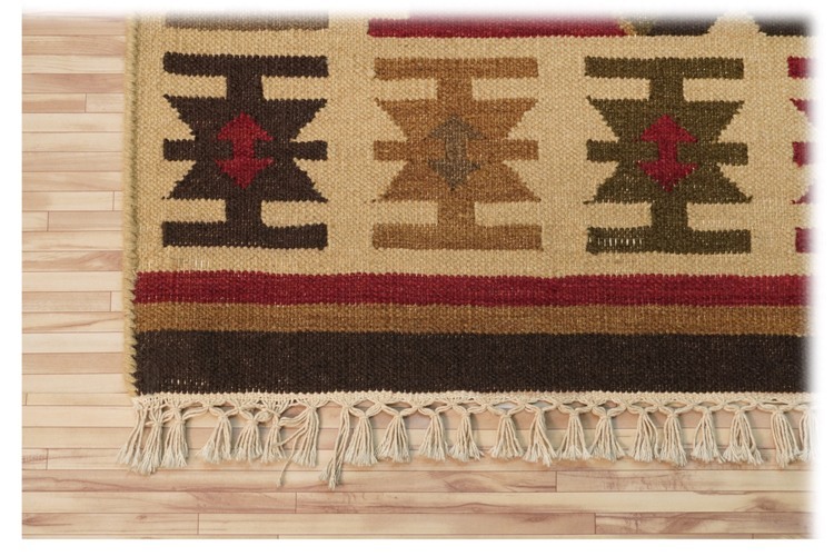 Hand Woven Woolen Kilim - Wool Material, 6-7 Mm Thickness | Anti-slip Feature, Suitable For Bedroom, Decorative, And Commercial Use