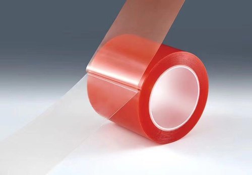 140 Mic Red Double Sided Polyester Tape - 20-50 Meter Length, 12400 Millimeter Width | Solvent Adhesive, Ideal For Indoor/outdoor Sign Mounting