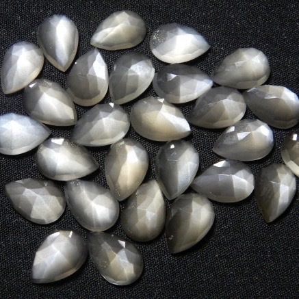 7x10mm Gray Moonstone Rose Cut Pear Loose Gemstones Grade: Aaa