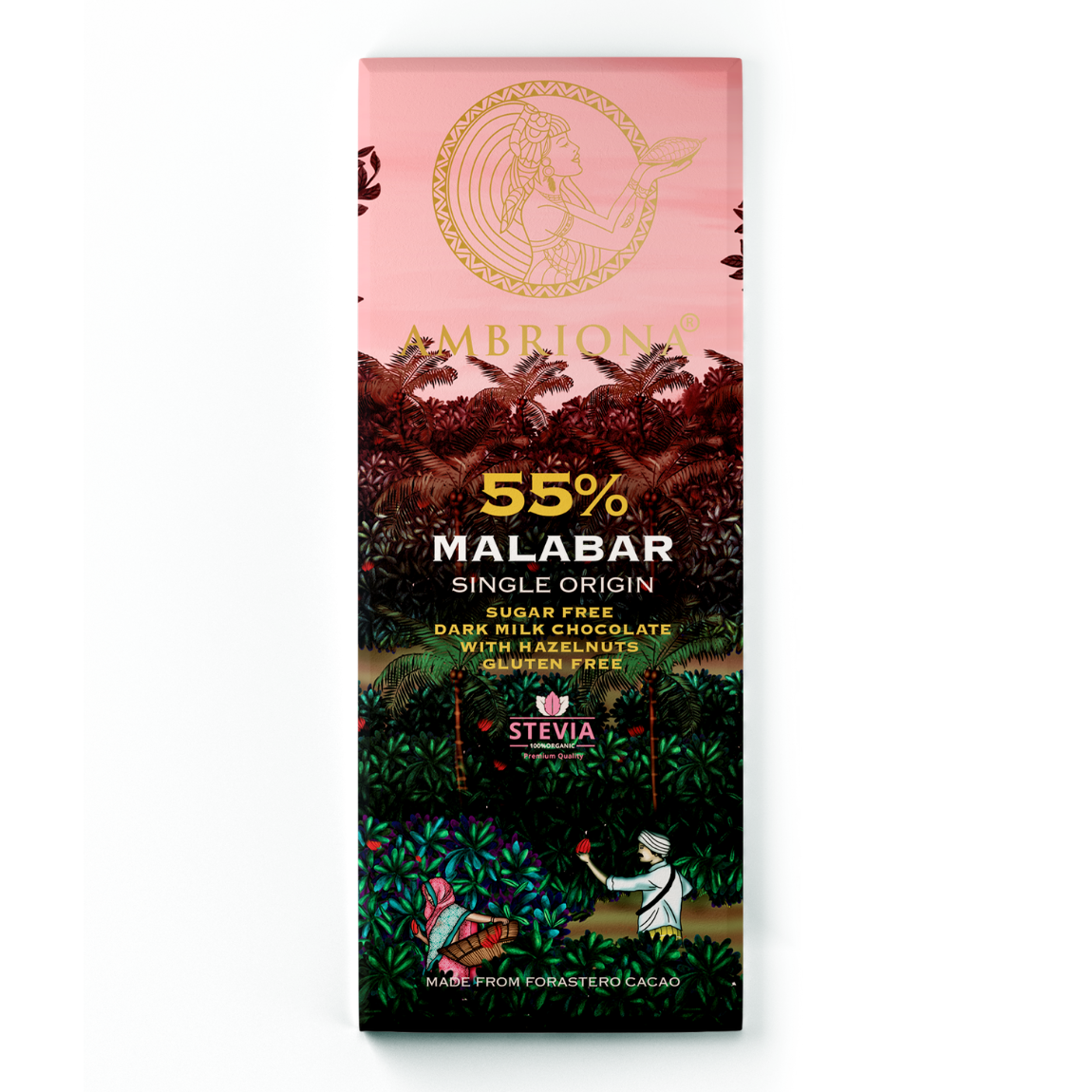 Brown Sugar Free Dark Chocolate 55% Malabar Single Origin | With Milk & Hazelnut
