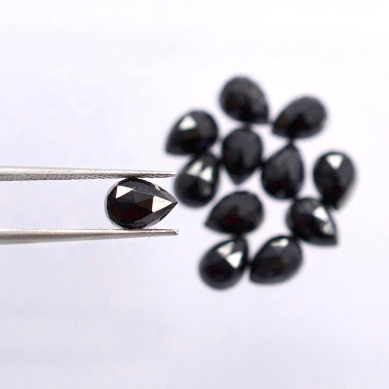 4x6mm Black Spinel Rose Cut Pear Loose Gemstones Grade: Aaa