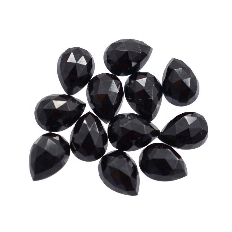 4x6mm Black Spinel Rose Cut Pear Loose Gemstones Grade: Aaa