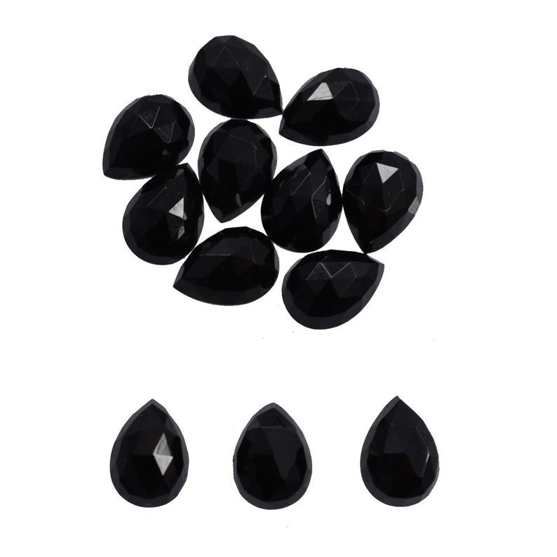 4x6mm Black Spinel Rose Cut Pear Loose Gemstones Grade: Aaa