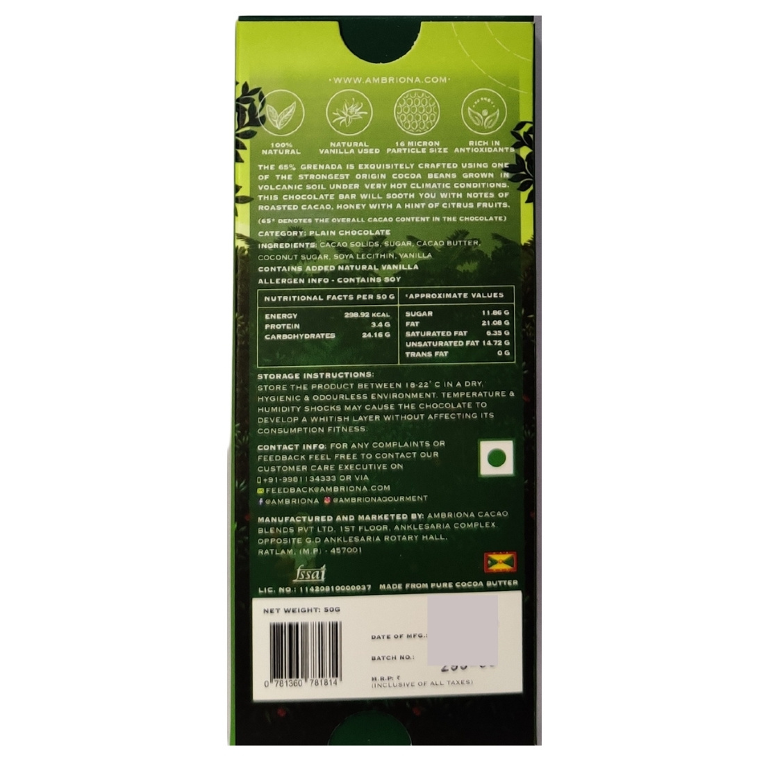 Brown Dark Chocolate 65% Cocoa Grenada Single Origin | 50 G