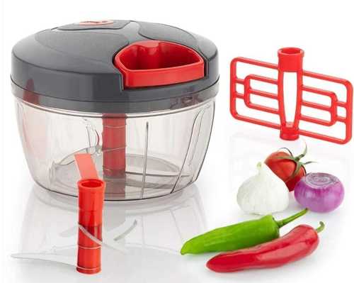 Vegetable Chopper 550ml (2 in 1) - ABS Plastic, Multi Color | 5 Sharp Stainless Steel Blades, Unique String Design for Hassle-Free Chopping