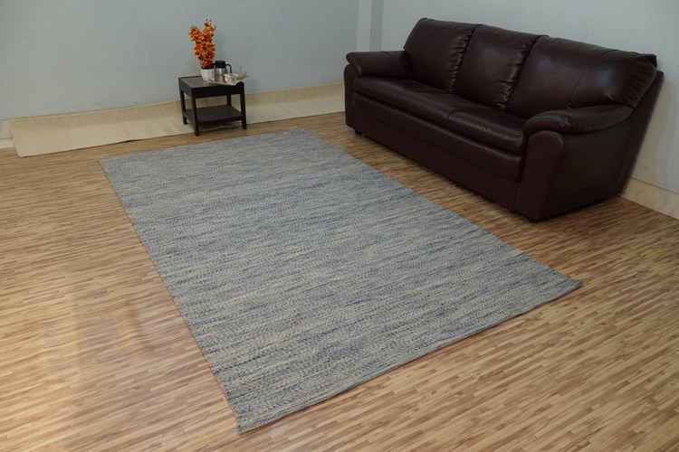 Hand Woven Woolen Kilim - Wool, Rectangle Shape, 6-7mm Thickness | Features: Anti-slip, Simple Design, Hand Washable, Ideal For Home And Commercial Use