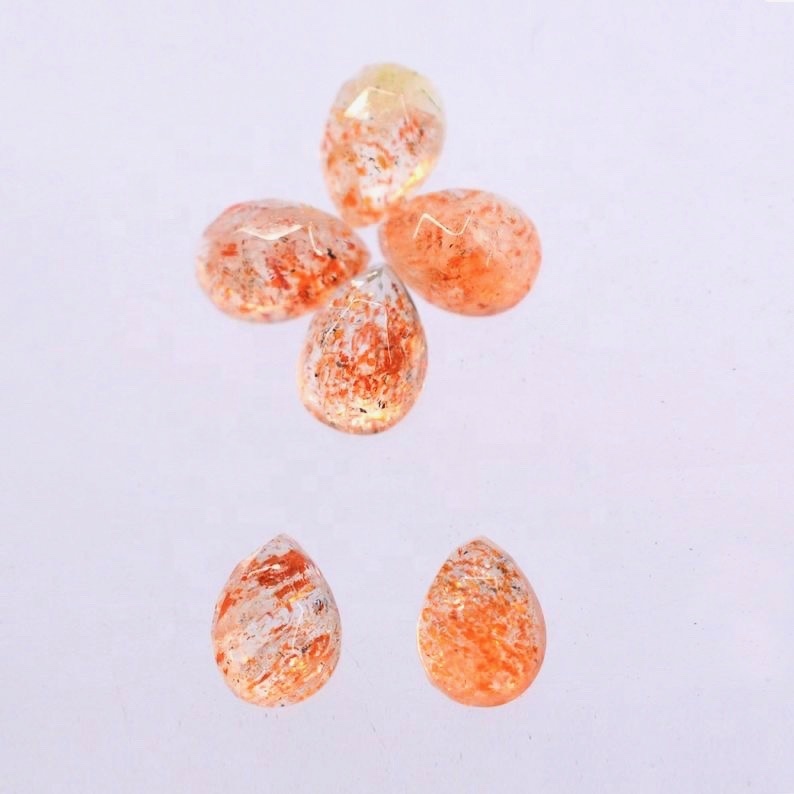 6x9mm Sunstone Rose Cut Pear Loose Gemstones Grade: Aaa