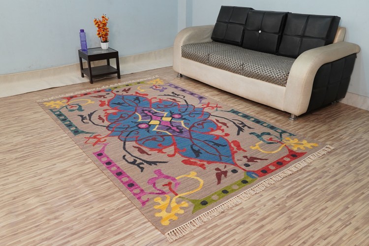 Hand Woven Woolen Kilim - Rectangular 6-7 Thickness, Simple Pattern | Anti-slip, Washable, Suitable For Home, Hotel, Exercise, And Decorative Use