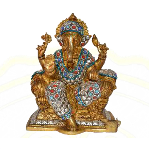 Shree Ganesh Statue - Brass Material, Polished Finish | Golden Color, Box Packaging, Designed for Worship