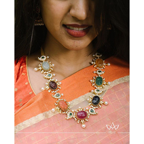 Stunning Diamond Navratna Necklace