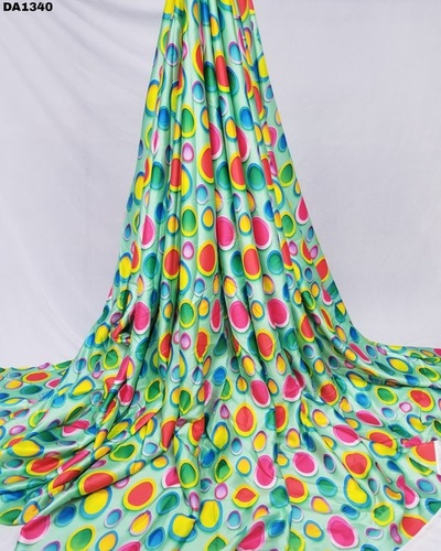 Firozabad Silk Digital Print Fabric - 58 Inch Width, Washable Garment Material, Vibrant Colors as Shown in Images