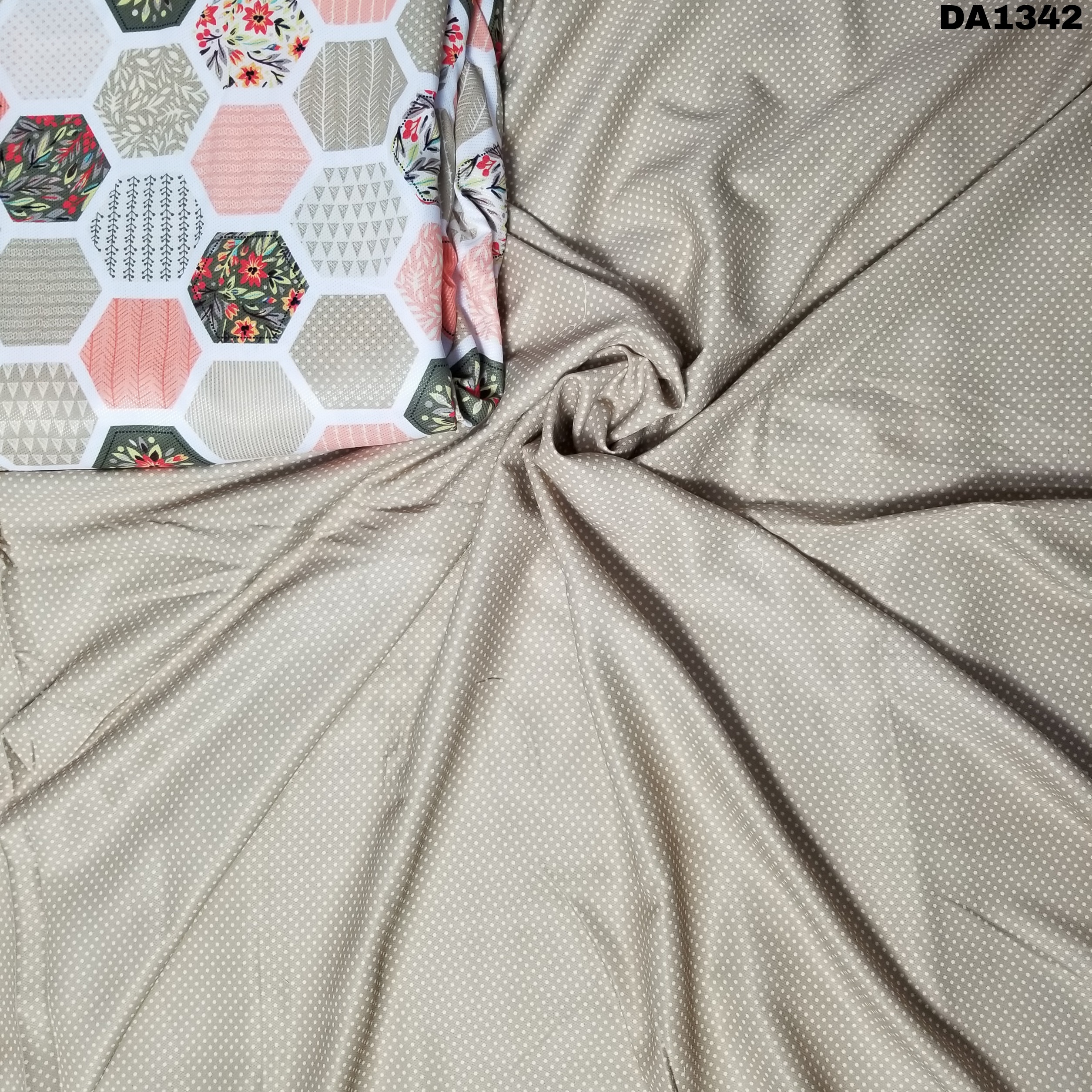 Silver Line Digital Print Fabric - 58 Inch Wide | Washable, Ideal For Garments, Vibrant Colors As Shown In Images