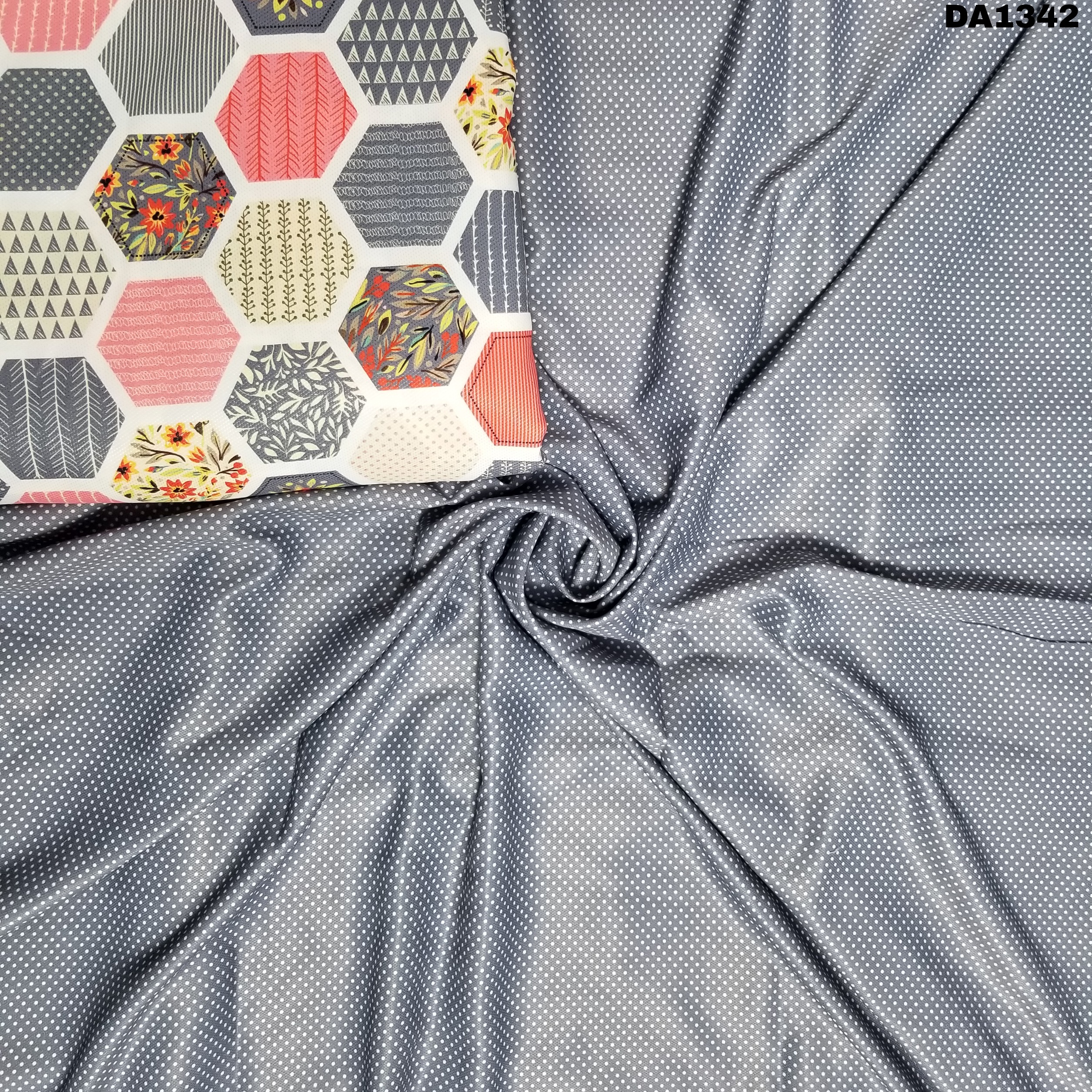 Silver Line Digital Print Fabric - 58 Inch Wide | Washable, Ideal For Garments, Vibrant Colors As Shown In Images