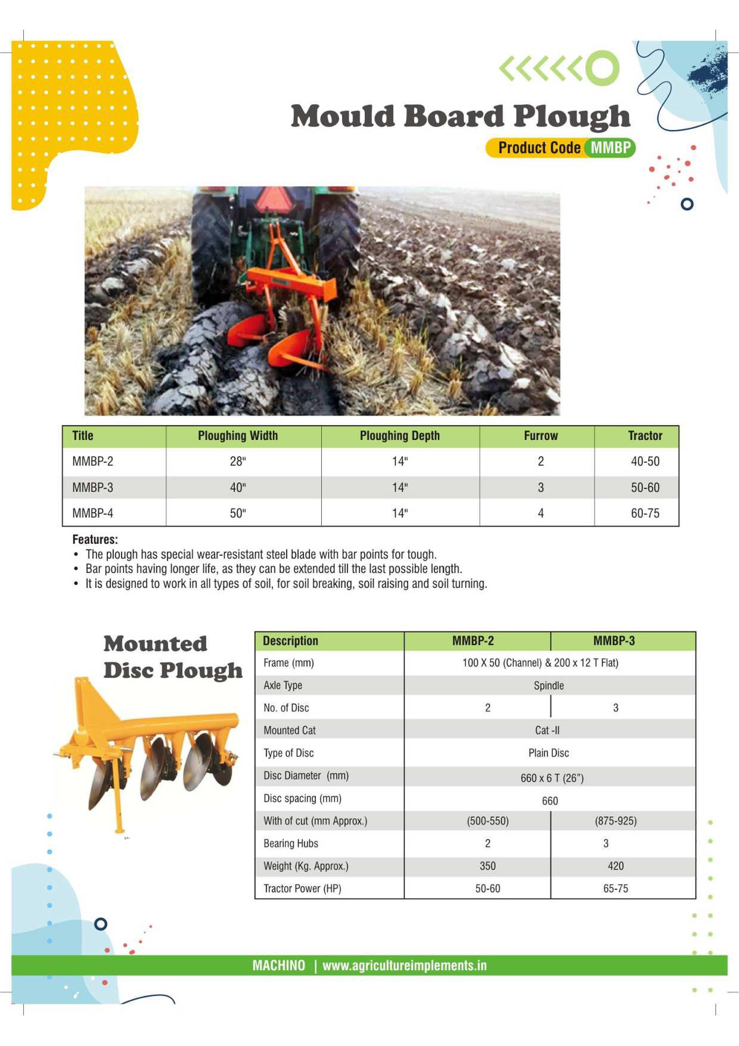 Orange/red And Black Mounted Disc Plough