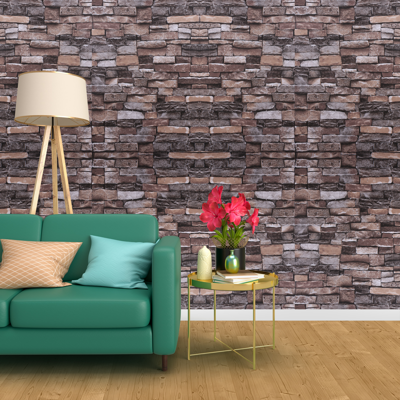 Non Woven Hh-3807 Non-woven Brick Wallpaper