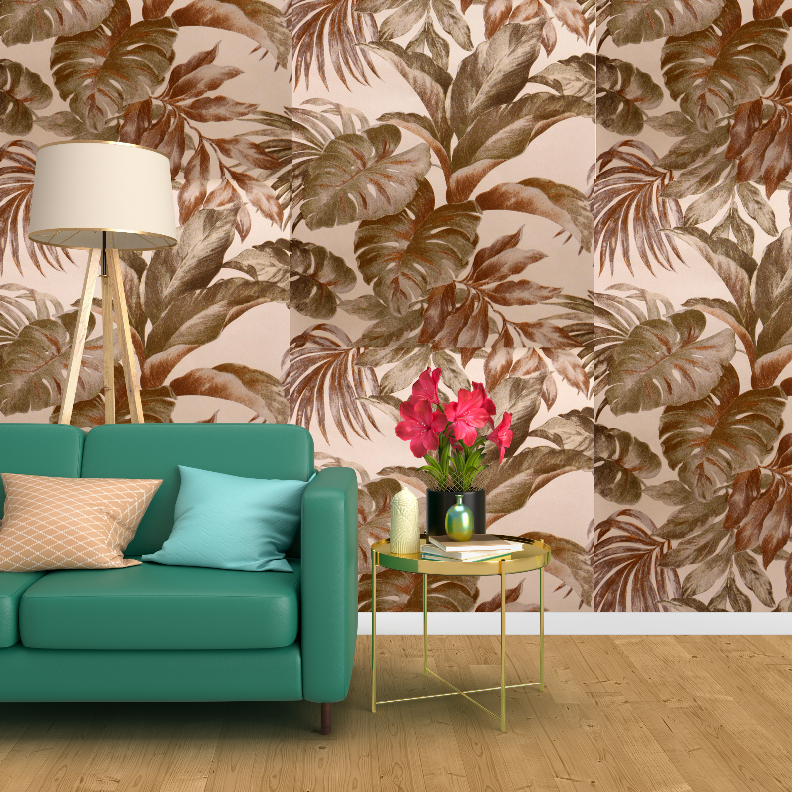 Hh-80703 Non-woven Leaves Wallpaper