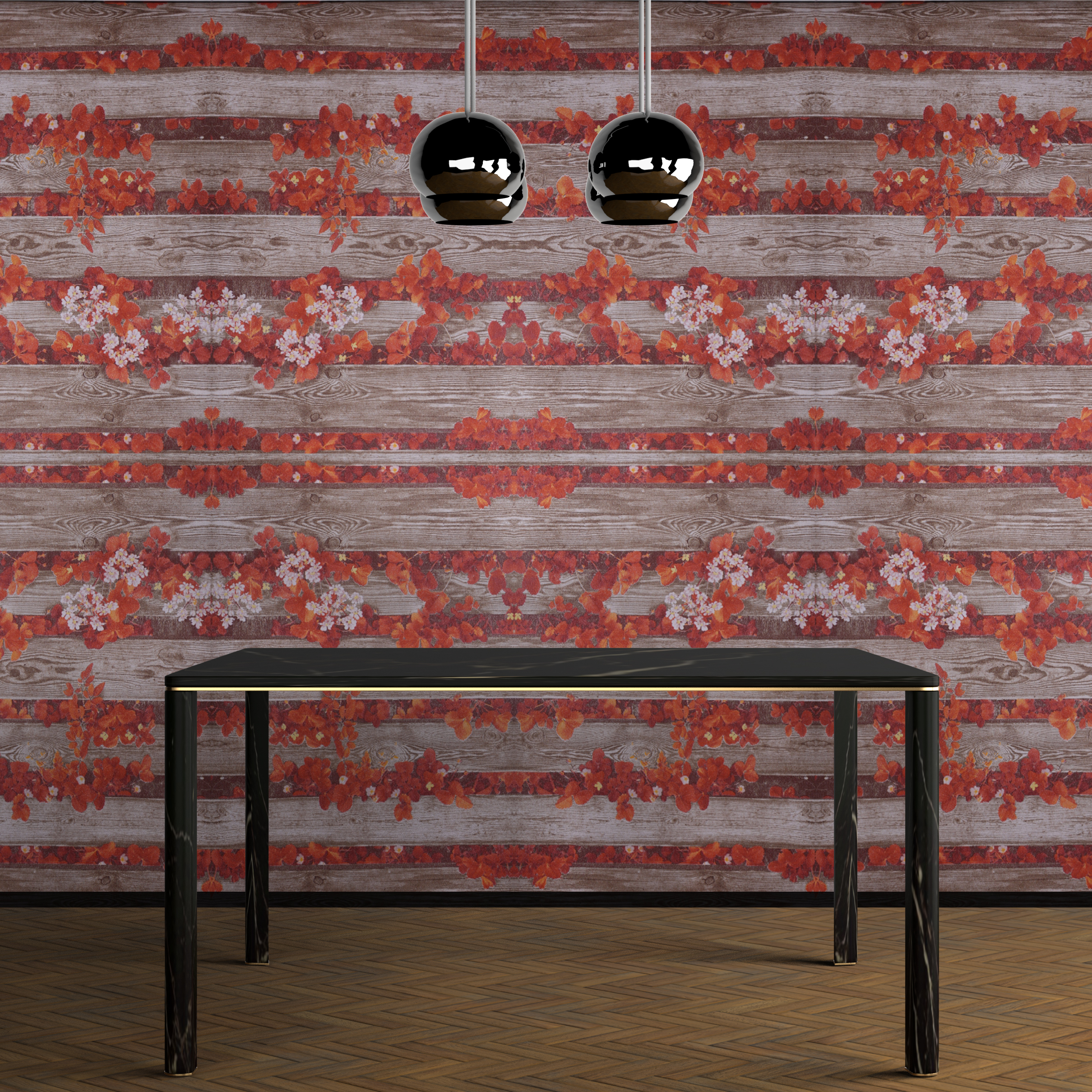 Hh-90403 Non-woven Fancy Leaves Wallpaper