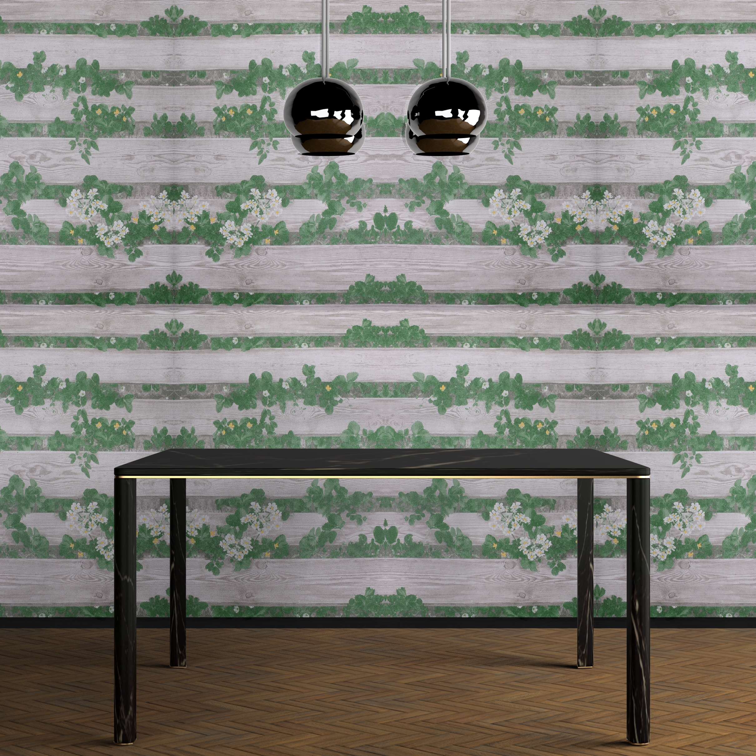 Hh-90402 Non-woven Fancy Leaves Wallpaper