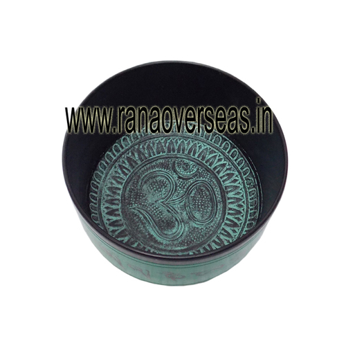 Om Tibetan Singing Bowl - Aluminium, Polished Brass Finish | Ideal for Meditation, Yoga, Sound Bath, and Mindfulness Practices