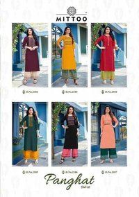 Dry Cleaning Panghat Vol 16 Rayon Embroidery Kurtis With Plazzo