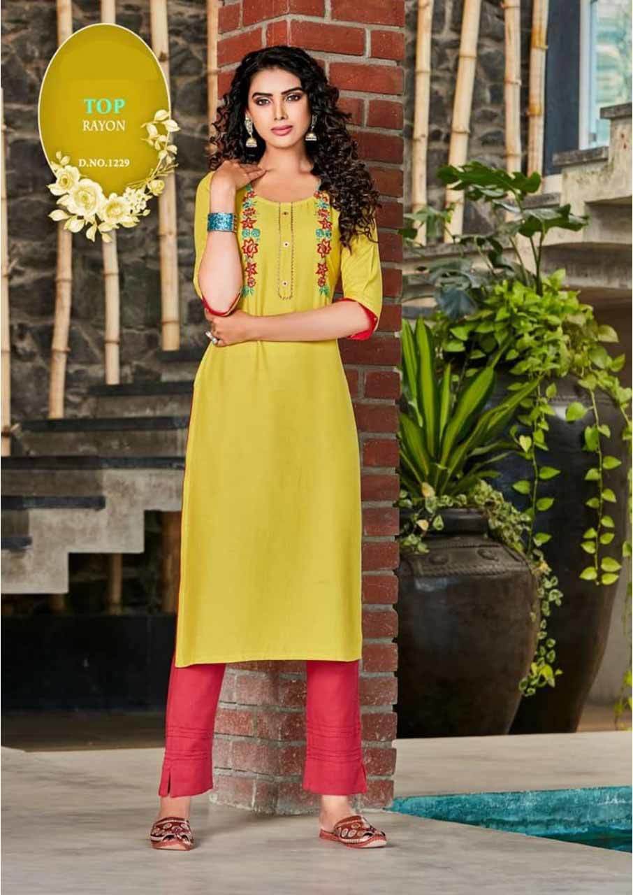 Awesome Vol 3 Daily Wear Rayon Kurtis Set - Rayon, Sizes M-l-xl-xxl-3xl, 3-4th Sleeve, Embroidered Pattern | Quick Dry, Washable, Suitable For Rainy And Spring Seasons