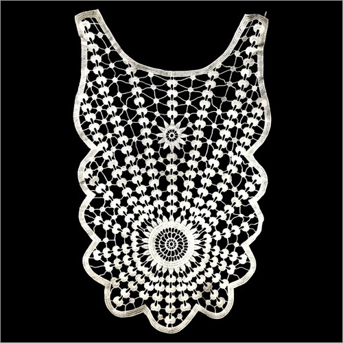 Cotton Neck Patch Lace - Cotton Material, Various Sizes Available, Embroidered Pattern, Elegant White Color | Versatile Lace for Suit Necklines