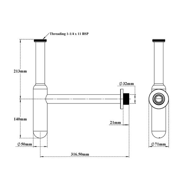 Brass Bottle Trap Half Moon