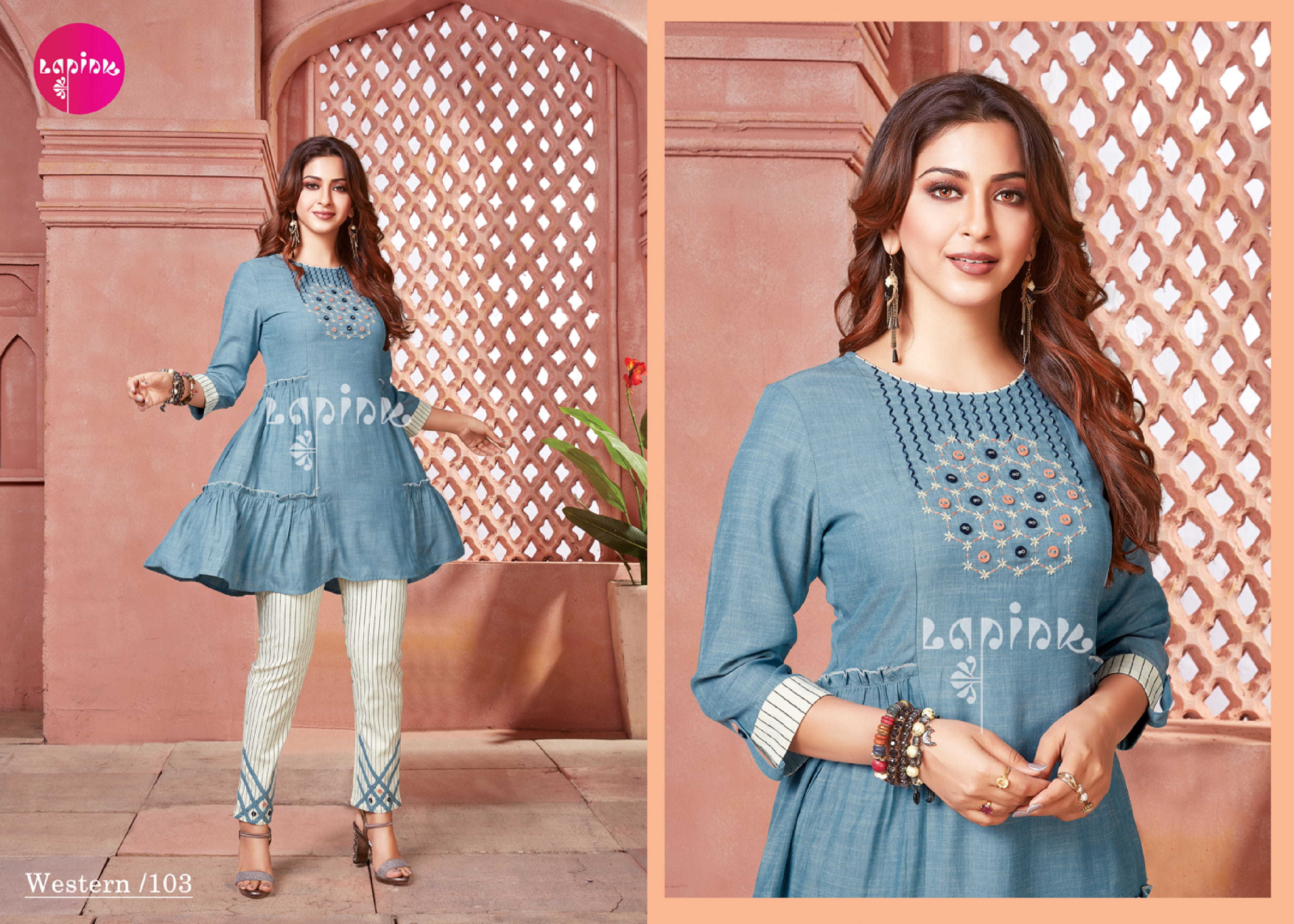 Dry Cleaning Lapink By Western Summer Special Tunics Top With Pant Catalogue