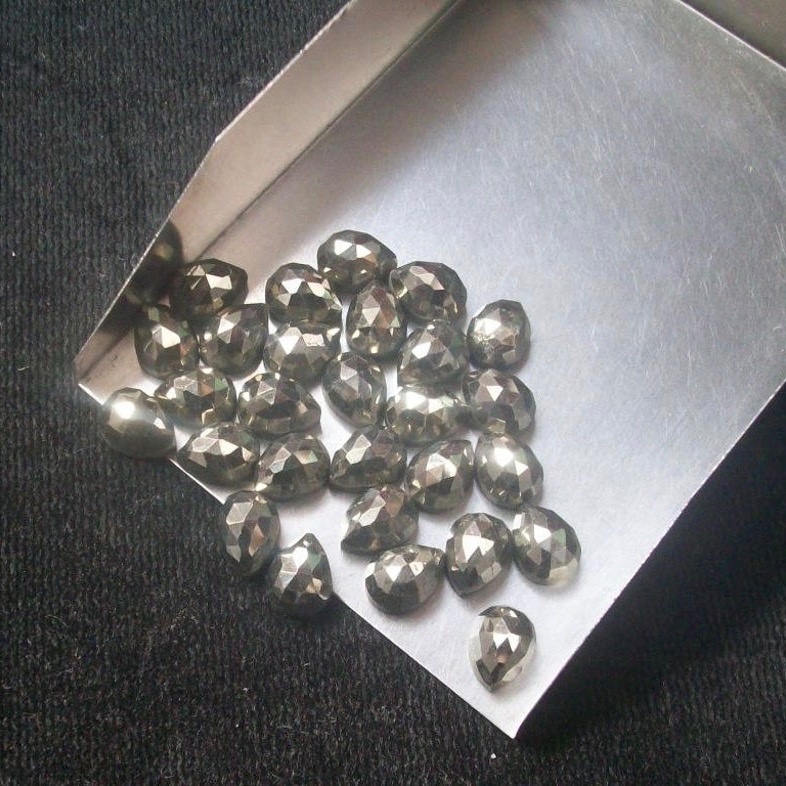 Pyrite Gemstone - 8x12mm Rose Cut Pear, Aaa Quality Natural Gold Color