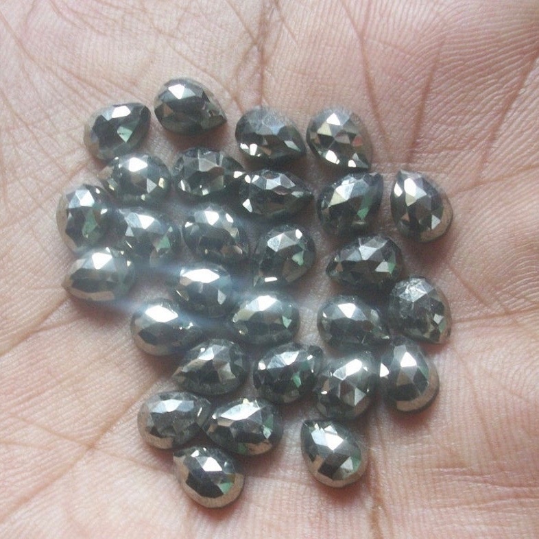 Pyrite Gemstone - 8x12mm Rose Cut Pear, Aaa Quality Natural Gold Color