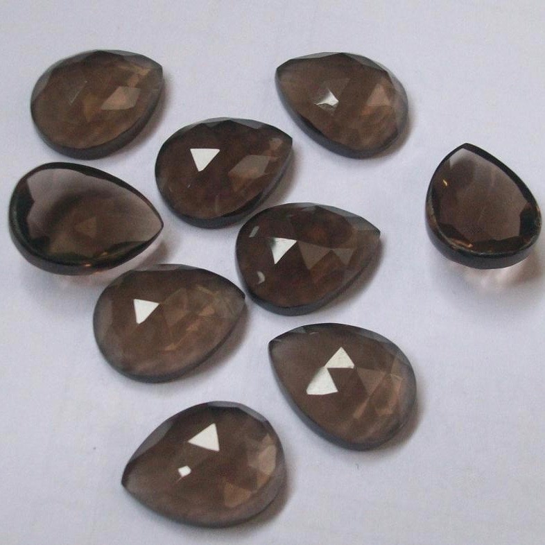 7x10mm Smoky Quartz Rose Cut Pear Loose Gemstones Grade: Aaa