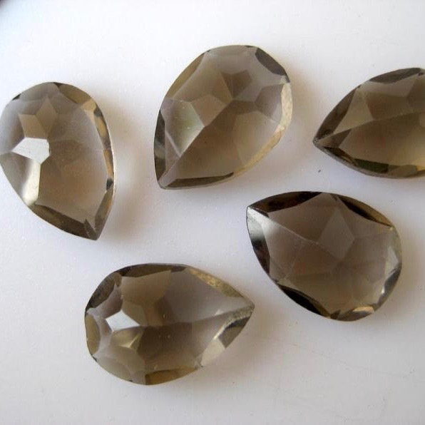 7x10mm Smoky Quartz Rose Cut Pear Loose Gemstones Grade: Aaa