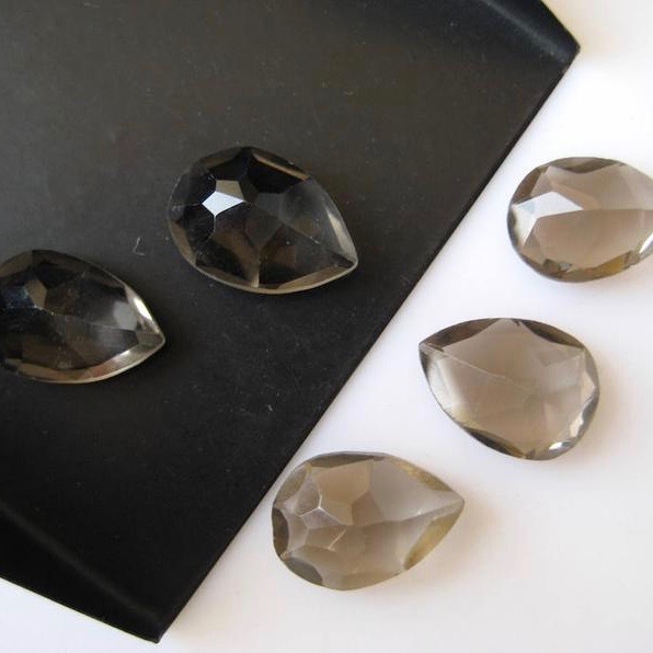 7x10mm Smoky Quartz Rose Cut Pear Loose Gemstones Grade: Aaa