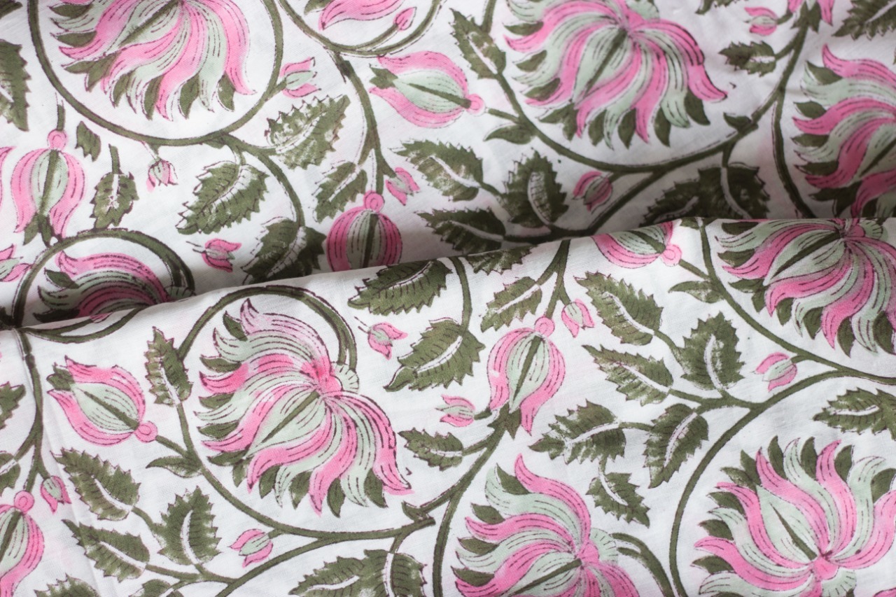 100%cotton Hand Block Printed Fabric