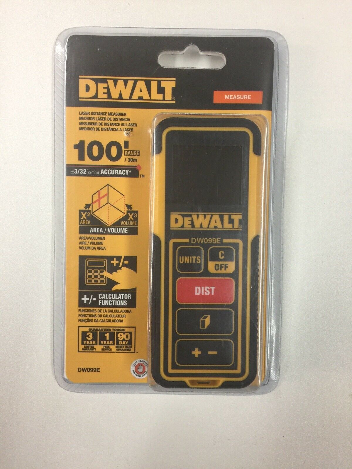 Yellow & Black Dewalt Laser Distance Measurer Dw03101