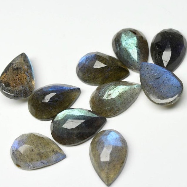 5x8mm Labradorite Rose Cut Pear Loose Gemstones Grade: Aaa