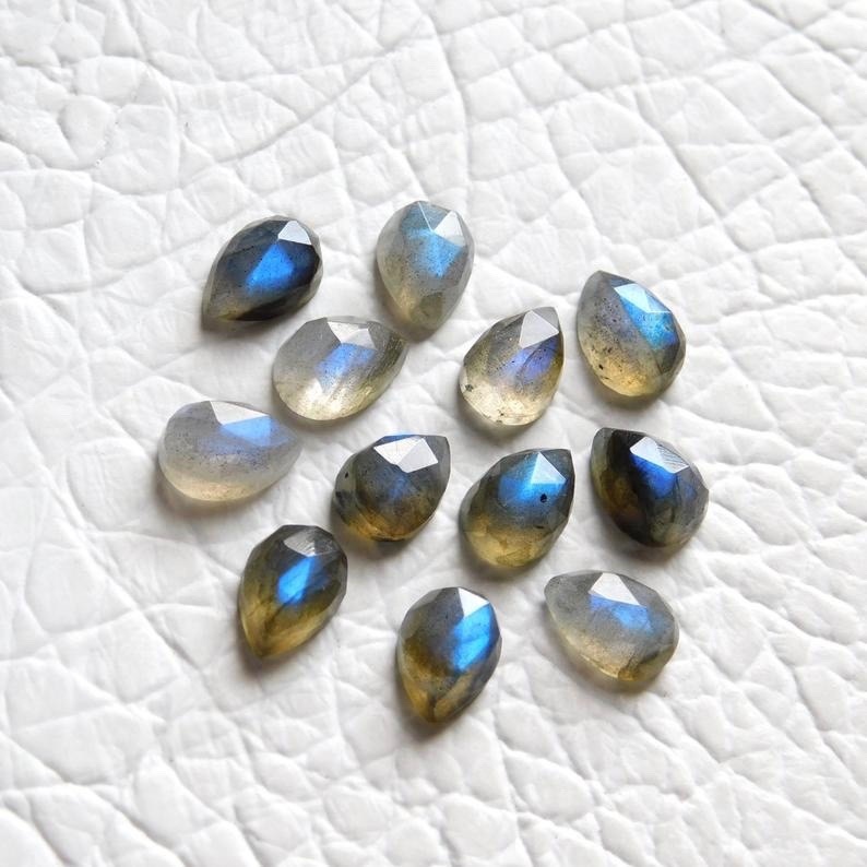 8x12mm Labradorite Rose Cut Pear Loose Gemstones Grade: Aaa