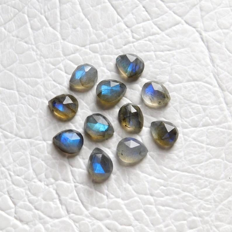 8x12mm Labradorite Rose Cut Pear Loose Gemstones Grade: Aaa