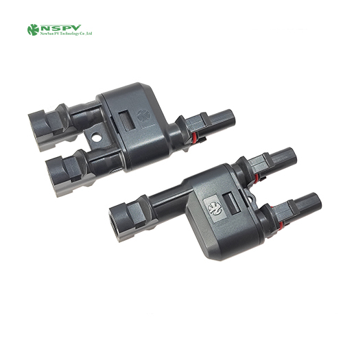 फोटोवोल्टिक पैनल कनेक्शन के लिए ब्लैक 1000Vdc 2 से 1 सोलर ब्रांच कनेक्टर Mc4 Y कनेक्टर